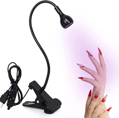 Lampe UV Sèche Ongles, 3W Lampe de Polymérisation de Colle pour Gel Pose Americaine avec Tête Ajustable, Lampe de Colle UV Ultraviolette Professionnel pour Convient pour la Manucure Doigts Secs