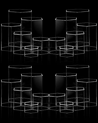 Jetec Sechseckige Schmuck-Display-Erhöhungen: 24 transparente Acryl-Abstandshalter (6 Größen) für Schmuck-Display, Muttertag und Festivals