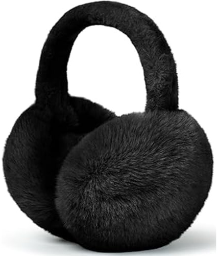 ALIBRAHIM Ear Muffs for Men & Women - Winter Ear Warmers - Classic Fleece Unisex Winter Warm Earmuffs - Windproof Plush Earmuffs Foldable For Boy/Girl - Black