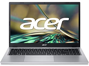Acer Aspire 3 (A315-510P-30TL) Laptop | 15, 6 FHD Display | 2023 Series Intel Core i3-N305 | 8 GB RAM | 512 GB SSD | Intel UHD-Grafik | Windows 11 | QWERTZ Tastatur | Silber