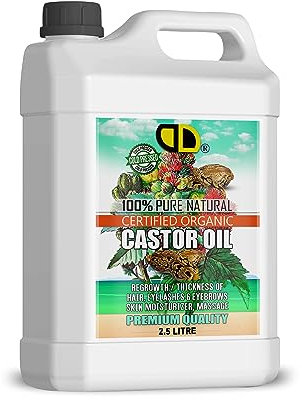 Huile de ricin bio 100 % pure et naturelle - Pour cheveux, cils, sourcils, corps, barbe et ongles - Végétalien et sans cruauté envers les animaux - 2,5 litres