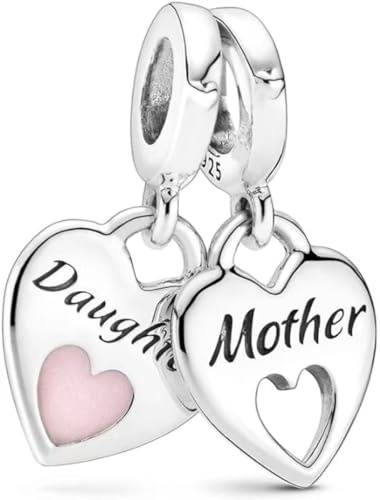 PHCLASY Mutter Tochter Herz Charms Anhänger für Europas Armband Damen Valentinstag Muttertag Schmuck Geschenke