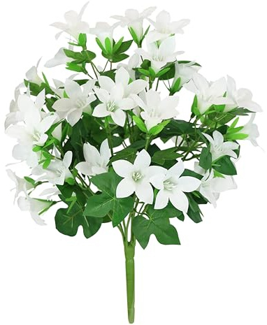 Flair Flower konstgjord bukett klockblommor mini liljor buketter silkesblommor konstgjorda blommor dekorativa blommor bukett bukett bukett blombukett bröllop hus bordsdekoration, vit