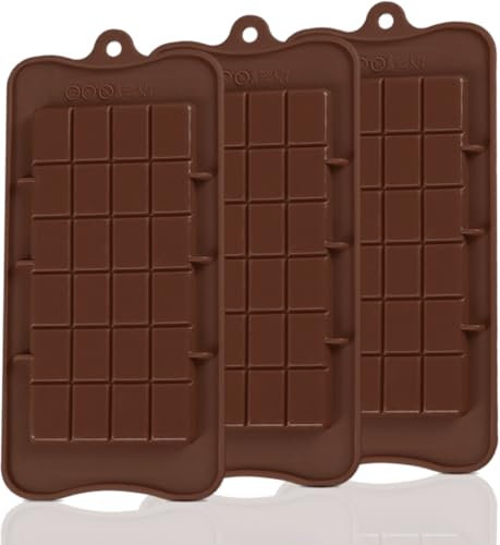ZEVONDA Chocolate Moulds Silicone - 3 Pcs Break Apart Chocolate Molds, Non-Stick Reusable DIY Baking Molds, Rectangular Prism with Patterns