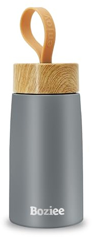 Boziee 250 ml piccola borraccia termica per bevande calde e fredde, tazza da caffè senza BPA - Borraccia in acciaio inox per attività all'aperto (grigio scuro)