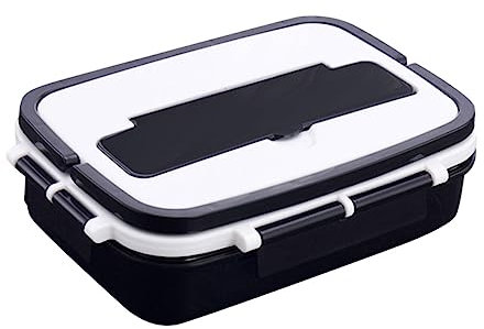 SHOWERORO Doppelter Edelstahl-lunchbox Mit Verschließbarem Deckel Auslaufsicher Tragbar Kapazität Für Mahlzeiten Unterwegs Schwarz Mit Vier Fächern Und Hochwertigem Material