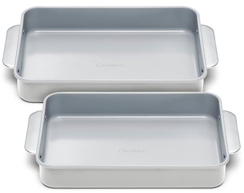 Caraway Non-Stick Ceramic 9”x13” Rectangle Pan Duo - Naturally Slick Ceramic Coating - Non-Toxic, PTFE & PFOA Free - Perfect for Brownies, Lasagnas, and More - Gray