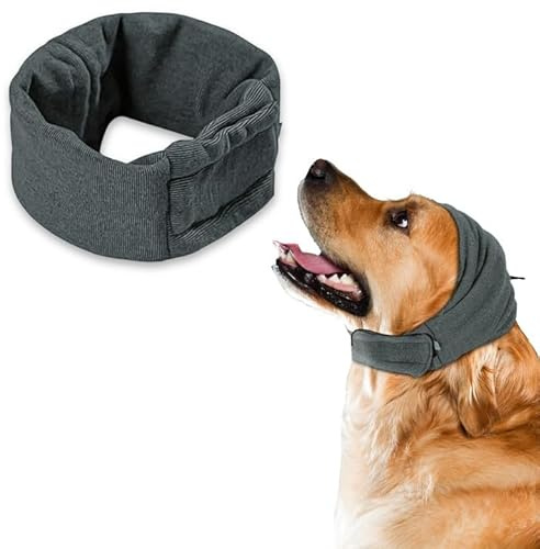 LUFFLOK Hund Ohrenschutz Grau, Hunde Mütze für Angst Relief und Grooming, Haustier Ohrenschützer Gehörschutz Hund für Komfort bei Outdoor-Aktivitäten, Kaltem Wetter und Beim Baden (M)