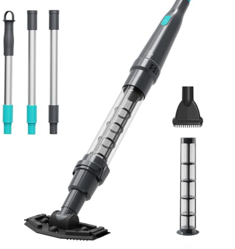 Handheld Spa Hot Tub Vacuum- Cordless Small Above Ground Pool Cleaner with 2 Brush Heads, 90 Mins Running Time, 12 Gallons/Min Powerful Suction, Ideal for Cleaning Debris and Sand Underwater, Black