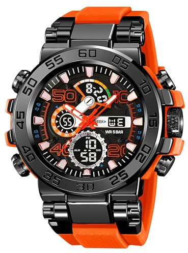 Mens Watches Digital Sport Waterproof Wristwatch Analogue Quartz Tactical Alarm Men Watch Cool Large Face Multifunction Watch Military Watches for Men