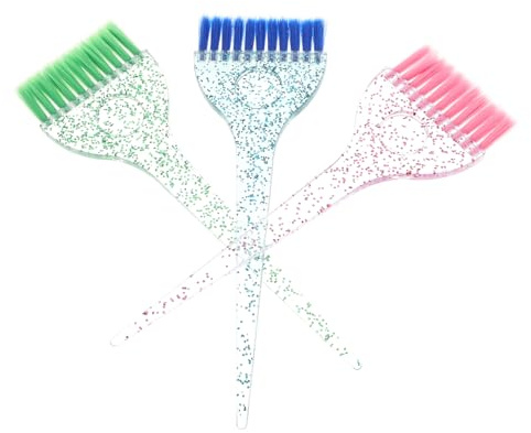 CALLARON Brochas Para Teñir El Cabello Aplicador De Tinte 3 Piezas Mango Cristal Tamaño Mediano Para Profesionales y Uso Doméstico Peluquerías Barberías