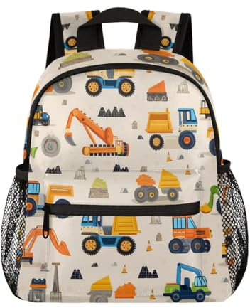 Mexpekil Mochila infantil con diseño de tractores y excavadoras para niños y niñas, mini mochilas para niños, mochila escolar para preescolar, jardín de infantes, mochila de viaje, Multicolor, 10x4x12