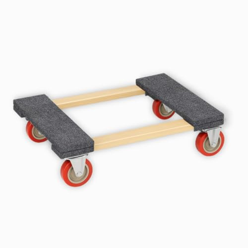 Carrello Trasporto con Ruote 450 kg – Pianale in Legno di Acacia 76x46 cm, Leggero e Resistente, per Traslochi, Magazzini e Consegne