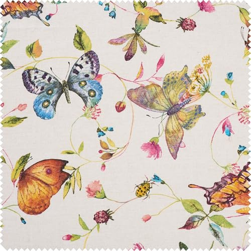VBS Dekostoff Leinenoptik Schmetterlinge Blumen Motivstoff 140 cm breit