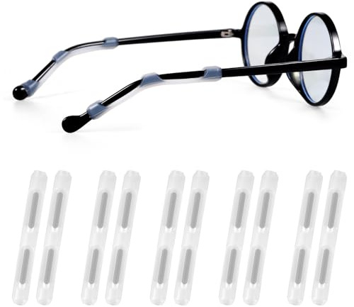 5 Pairs Eyeglass Ear Cushions, Eyeglasses Temple Tips Soft Silicone Glasses Ears Grip Eyeglass Pads Anti Slip Eyeglasses Ear Hook Clear