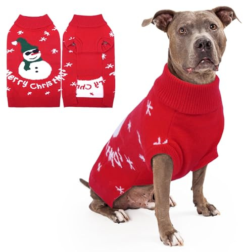Hjumarayan hundtröja – mysig snögubbe jumper medium, kappa varm vintertröja med hål för sele för tjocka frenchie, röd XL