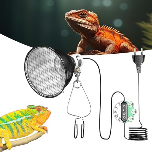 Reptilien Terrarium Dome, 5.5 Zoll Wärmelampe Schildkröten, 220-240V 200W E27 UVA UVB Wärmelampen, E27 Keramik Wärmelampen Lampenfassung mit Haken für Terrarien Aquarien(Keine Glühbirne)