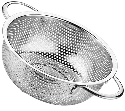 Colador de harina, colador arroz, cesta acero inoxidable, metal, plástico for frutas y verduras for hornear(19.4x18x7.3cm)
