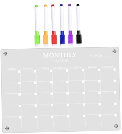 VILLFUL Tablero Planificador Semanal Magnético Acrílico Transparente Pizarra Blanca Borrable para Pared Recordatorio Calendario Organizador con Rotuladores Pequeño y Portátil para