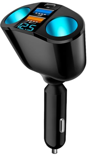GOINGSKY Sdoppiatore Accendisigari Auto, 120W Presa accendisigari Doppia, QC3.0/PD/2.4A/12V/24V Accendisigari Auto, Accendisigari USB C, Presa USB Accendisigari Adatto per Telefoni Tablet GPS