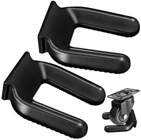 MAGICLULU 2pcs Black Rubber Furniture Wheel Slot Pads with Antislip Function to Stop Furniture from Sliding, Fridge and Freezer Wheel Stopper Supplies for Rolling Caster Stoppers
