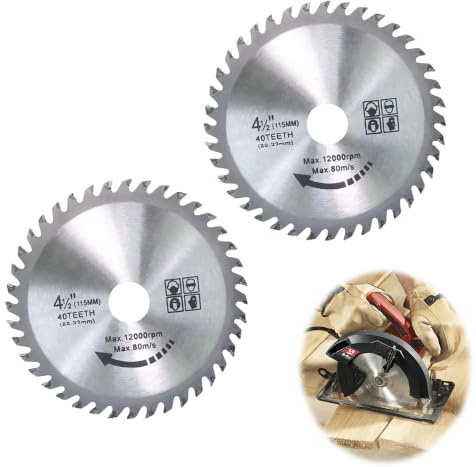 2PCS 115mm Angle Grinder Wood Cutting Discs 4.5 Wood Cutting Disc for Angle Grinder 40 Teeth Circular Saw Blades for Woodworking Cutting Plastic Alloy Carbide Finishing