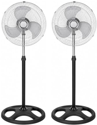 Genérico PACK DE 2 Ventilador de Pie Potente 70W, Aspas de 45 cm (18), 3 Velocidades Ajustables, Silencioso, Oscilante, Altura Regulable, Base Reforzada, Adecuado para Hogar, Oficina y Almacén