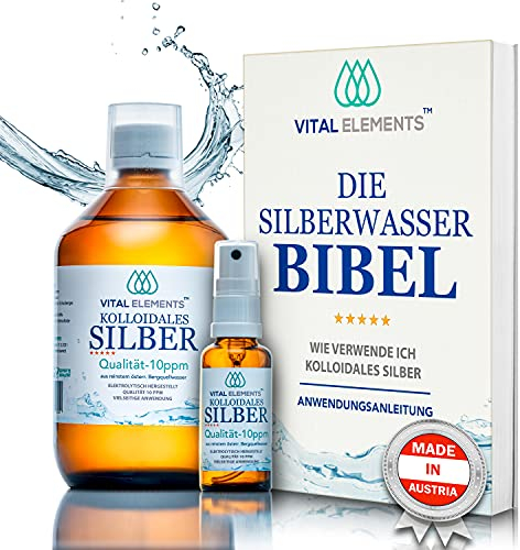 Kolloidales Silber | Silberwasser | 500ml | 10 ppm | HOCHDOSIERT | in Braunglasflasche mit 30ml Spray | Gratis E-BOOK