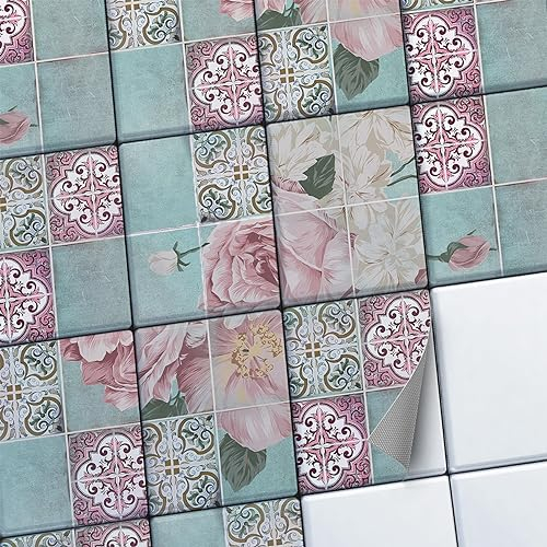 CREATISTO Mosaik-Fliesen Fliesensticker Fliesenfolie - Selbstklebende Fliesen Folie I Stickerfliesen - Mosaikfliesen für Küche, Bad, WC Bordüre (15x20 cm I 6 -Teilig)