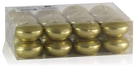 INNA-Glas Set di 24 Candele galleggianti/Lumini Ornella, Oro, Ø4,5cm, 4h - Candela di Cera/Candela Decorativa