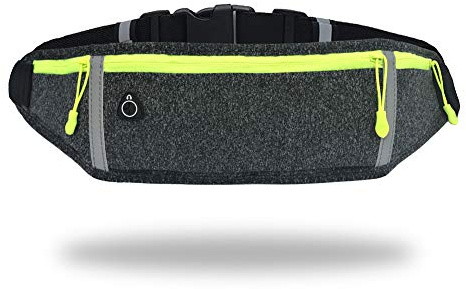 GORWRICH Running Belt with Waterproof Adjustable Elastic Strap, Sweatproof waistpacks with Large Capacity, Perfect for Running and Outdoor Activities (Grey)