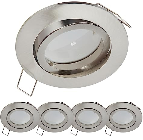 5x LED Einbaustrahler 3 Watt warmweiß 230V matt chrom dimmbar GU10 Modul Einbauleuchte schwenkbar Ø 68mm Lochmaß – Einbau-Spot Decken-Strahler Deckeneinbaustrahler Deckenspot Deckeneinbauleuchte