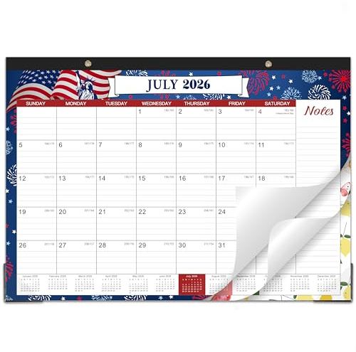 2026-2027 Desk Calendar - 18 Monthly Desk Calendar 2026-2027, 16.9×12.1, Jul 2026 - Dec 2027, Desk/Wall Calendar with Large Ruled Blocks, Corner Protectors - 12 Different Themes