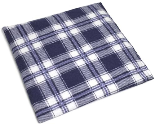 Cojín de semillas de uva, 24 x 24 cm, franela a cuadros, color azul