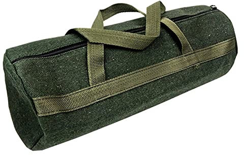 MOVKZACV Tool Bag, Multi-function Tool Storage Handbag, Sturdy Bottom, Zip-Top Wide Mouth Thicker Canvas Work Bag for Cars, Drill, Garden, and Electrician(size:round 35 * 13cm)