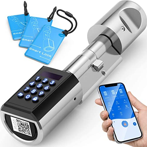 RUILON PCB41 Elektronisches Türschloss mit Zahlencode,Smart Türschloss Code,RFID Karte,App,WiFi,Welock Türschloss IP65,Elektronisches Türschloss Haustür für Türen von 50-100mm,Haustürschloss,Silber