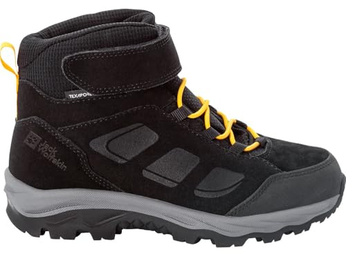 Jack Wolfskin Unisex Kinder Vojo Lt Texapore Mid K, Black / Burly Yellow Xt, 34 EU