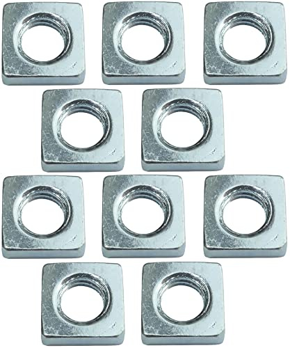 AERZETIX C49620 Tuercas Cuadradas M5 Planas Perfil Bajo 8.0x2.7mm | Juego de 10, Rosca métrica hembra, Acero al carbono