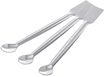 sourcing map Micro Lab Spoons - Espátula de mezcla (punta de 5.9 pulgadas, plata 201 de acero inoxidable, para laboratorio, 3 unidades)