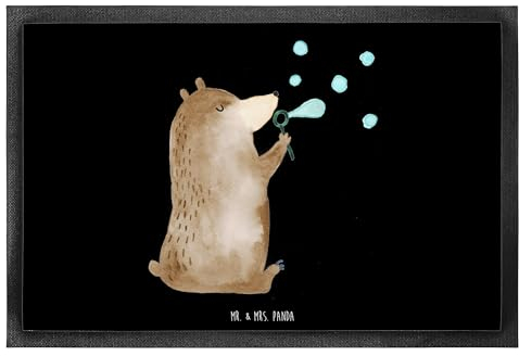 Mr. & Mrs. Panda 60 x 90 cm Fußmatte Bär Seifenblasen - Geschenk, Fussmatten, Fußabstreifer außen, Teddy, Fußmatte innen, Seifenblasen Bär Lustig