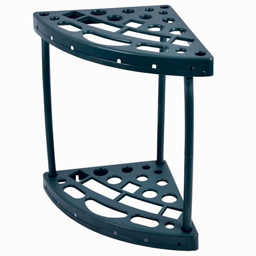 WERKA PRO, Range Outils d'angle de Jardin Pratique et Mobile avec Roues, Idéal pour un Rangement Organisé et Efficace, Facile à Installer, Durable en Polypropylène, Vert