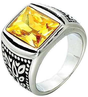 PAMTIER Herren Edelstahl Steinring Vintage Edelstein Kleiner Finger Ringe Band für Ihn Klassischer Schmuck