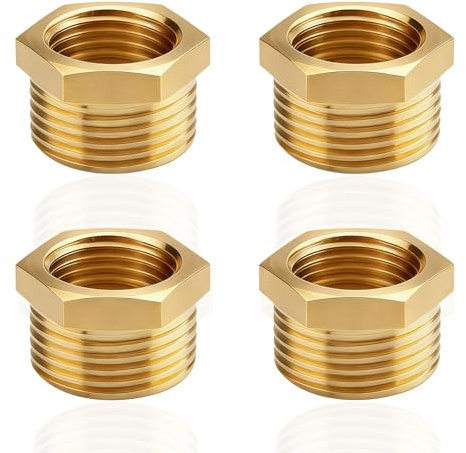 Réducteur en laiton G1/2 à G1/4 (M Ø 20mm x F Ø 12mm),4 pièces Réduction Raccord fileté G1/2 mâle X G1/4 femelle,Réduction mâle/femelle,Réducteur en laiton