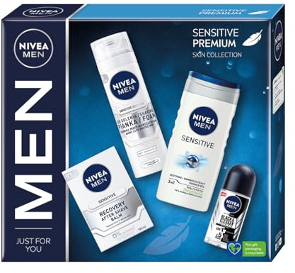 NIVEA Men Set de Noël SENSITIVE PREMIUM - Soins et protection pour le visage et le corps - Kit de soins pour homme