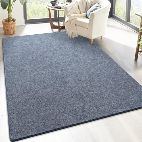 Keeko 5x8 Area Rugs for Living Room, Soft Modern Memory Foam Bedroom Rug Washable Indoor Rug Low Pile Minimalist Non-Slip Carpet Big Rugs for Kids Nursery Room Home Decor Blue and White