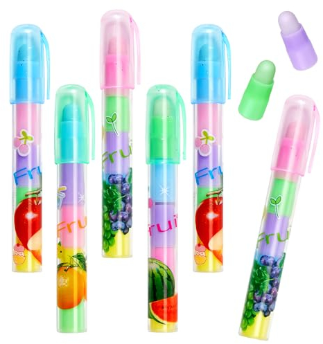 Tenare 12 Stück Stift Stil Radiergummis Stiftförmige Schiebbare Radiergummis in Obst Stil Stapelbare Niedliche Bunte Ästhetische Gummis für Kinder Künstler Schreibwaren Geburtstag Geschenk Bürobedarf