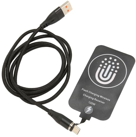Cargador Inalámbrico Qi Tipo C, Receptor de Cargador Qi Magnético de 120W y Carga por Cable de 10W para Todos los Teléfonos Móviles Tipo C