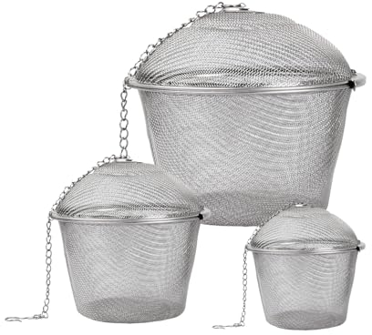 3 Pcs Panier Nettoyage Ultrasons Bijoux, Panier en Inox pour Nettoyage Ultrasons, Passoires Acier Inoxydable, Boule Rotative en Maille avec Couvercle & Chaîne Crochet for Cleaning Jewelry