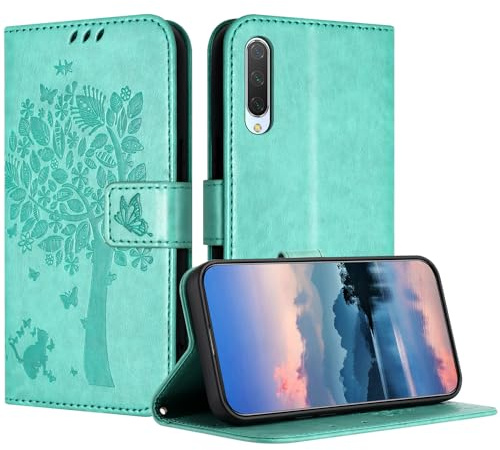 JayModCase Hülle für Xiaomi Mi 9, Leder Klapphülle Schutzhülle mit [Kartenfach] [Standfunktion] [Magnetverschluss] Handyhülle Kompatibel mit Mi 9 - Hellgrün