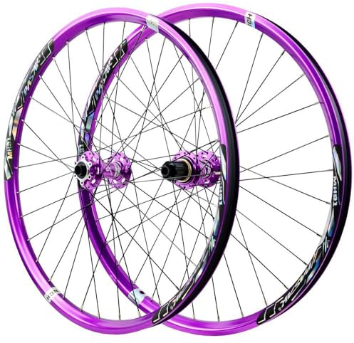 LSRRYD 26 27.5 29 Zoll Radsatz Scheibenbremse MTB Steckachse Laufrad Satz Lagernaben 8 9 10 11 12 Gang Kassette Mountainbikes Vorne Hinten Felgen (Color : Purple, Size : 26inch)